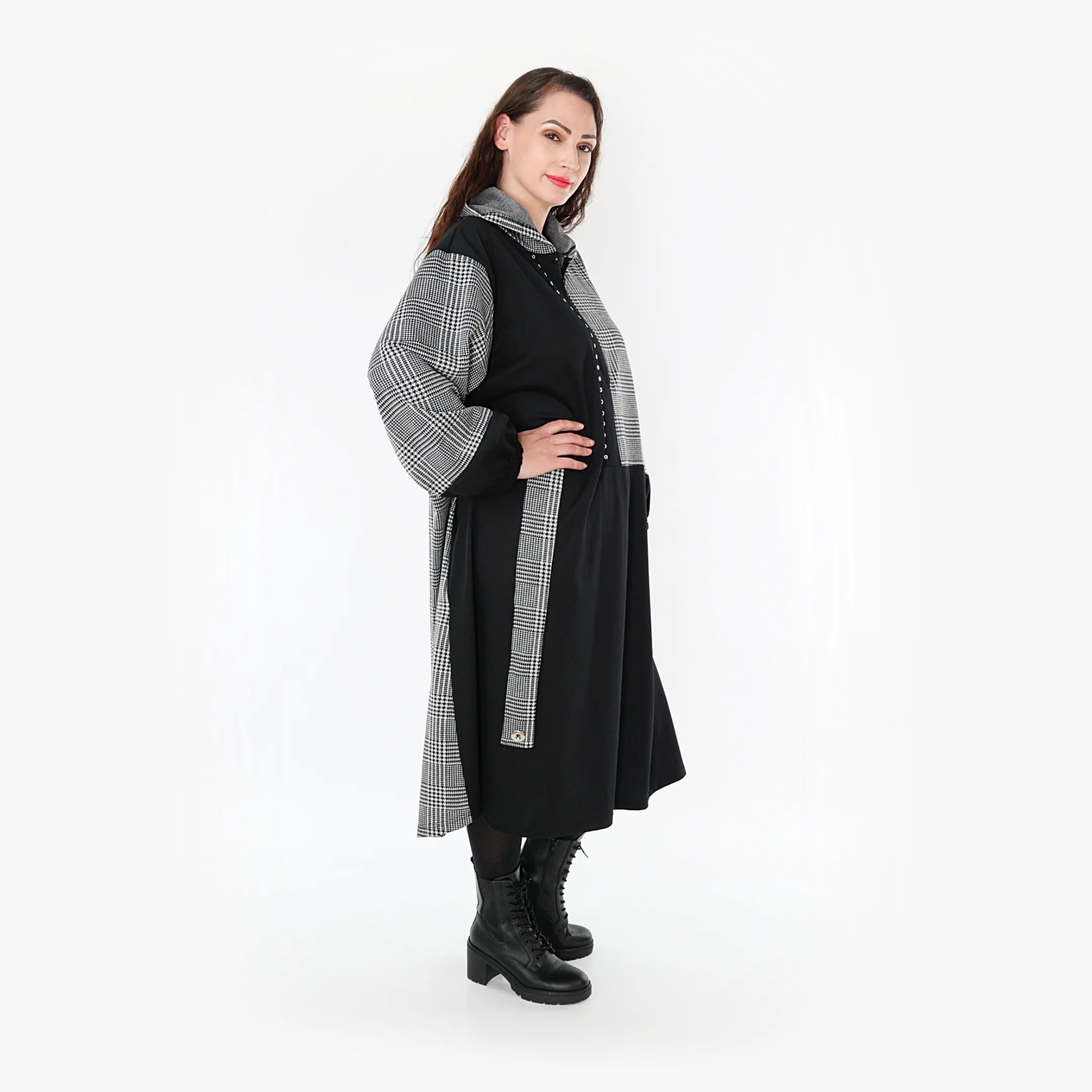  Ballonkleid von AKH Fashion aus Materialmix, 1363.06983, Weiß-Schwarz, Schick, Modern