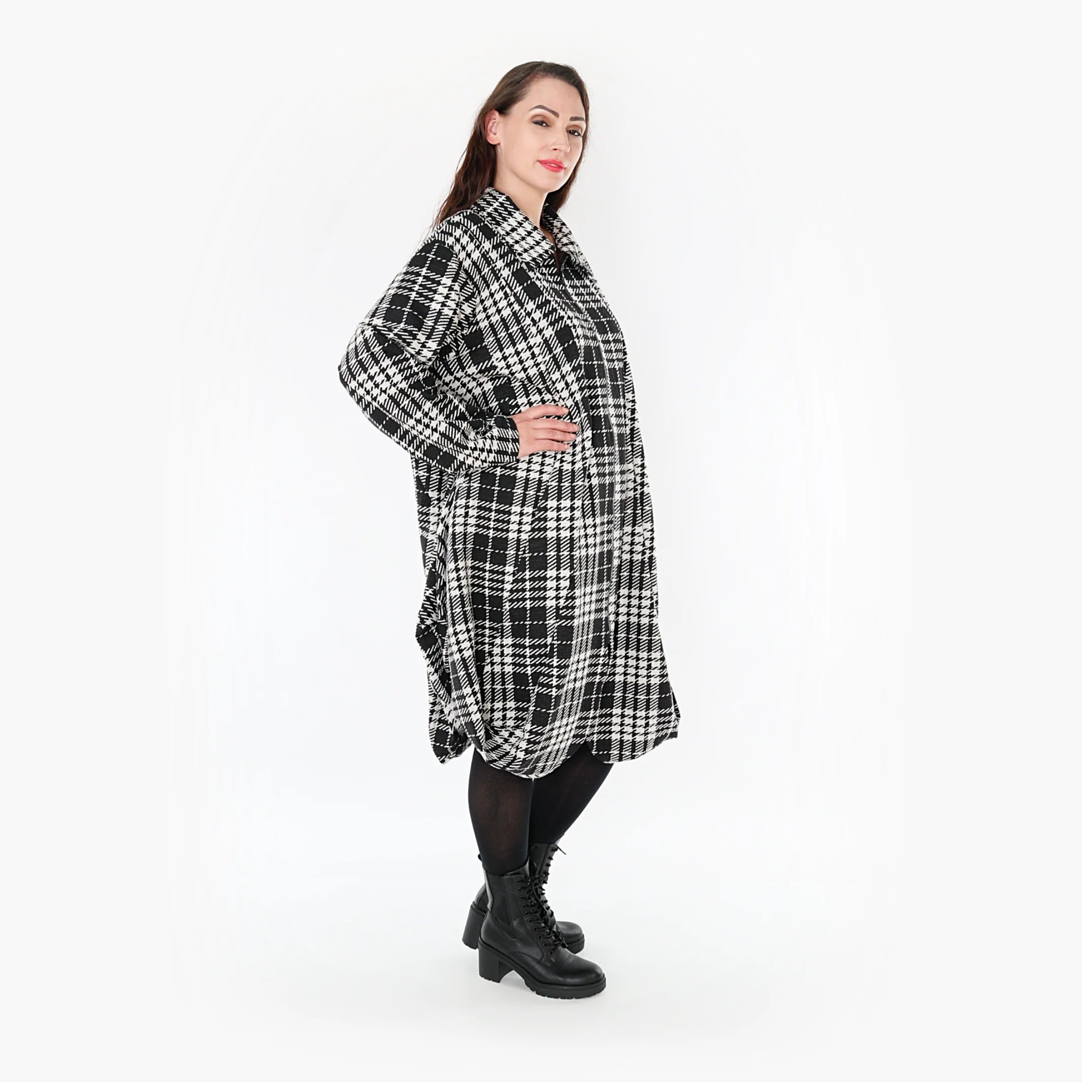  Ballonmantel von AKH Fashion aus Baumwolle, 1362.01424, Weiß-Schwarz, Schick, Modern