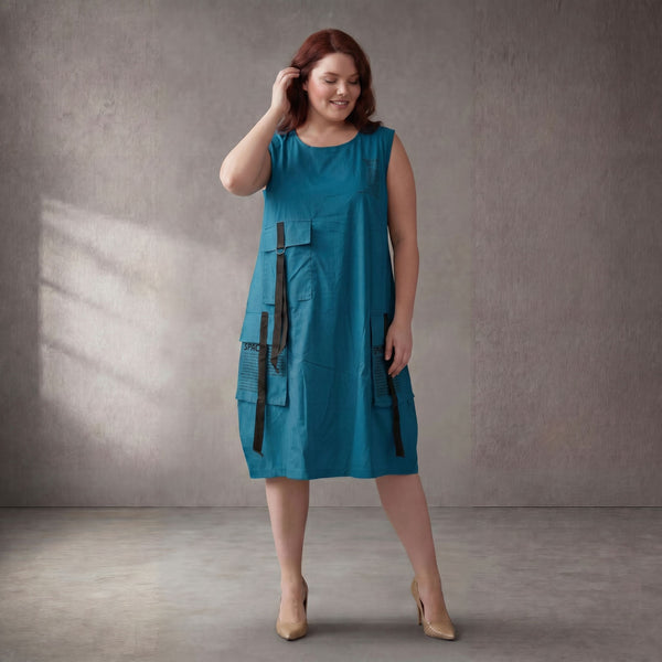 Petrol Tunika Ballonschnitt leger Oversize Look luftig leicht ausgefallen modern zeitlos