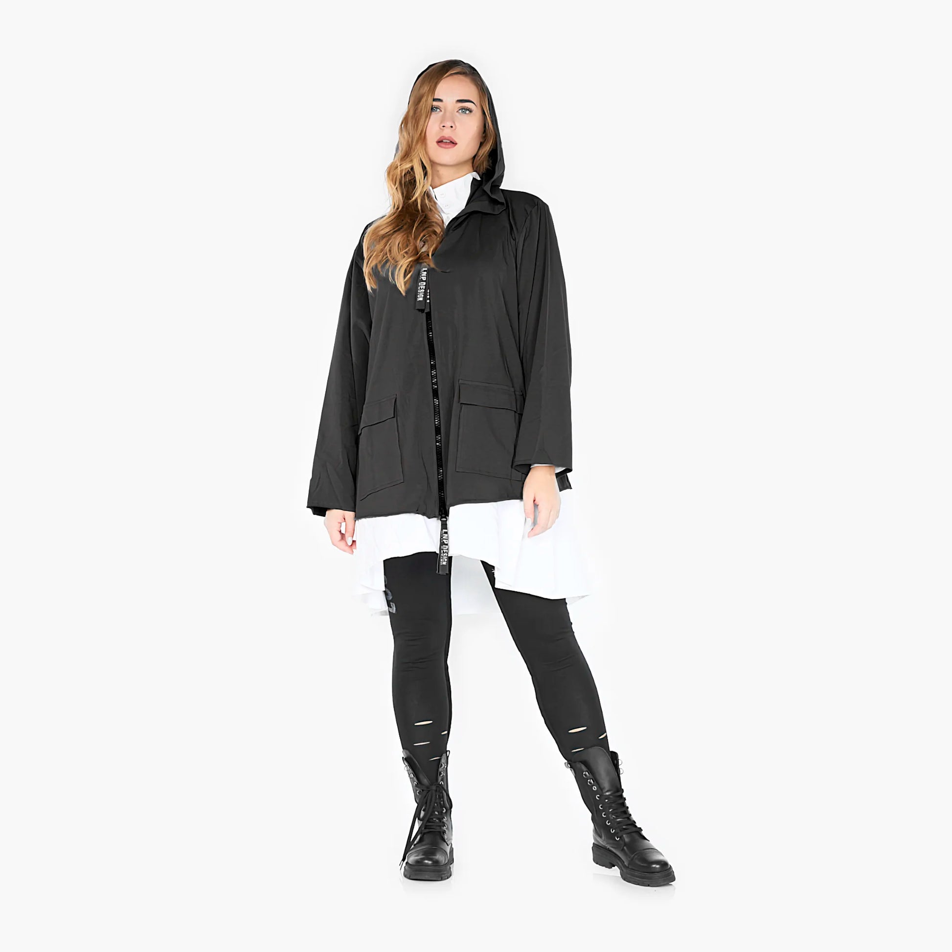  Einzigartige Plus Size Herbstjacke mit gerundeter Form und großen Kapuze aus softem Baumwoll-Jersey