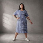 Leichtes blaues Viskoseleinen Shirt luftig im legeren Oversize Lagenlook zeitlos chic