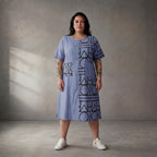 Leichtes blaues Viskoseleinen Shirt luftig im legeren Oversize Lagenlook zeitlos chic