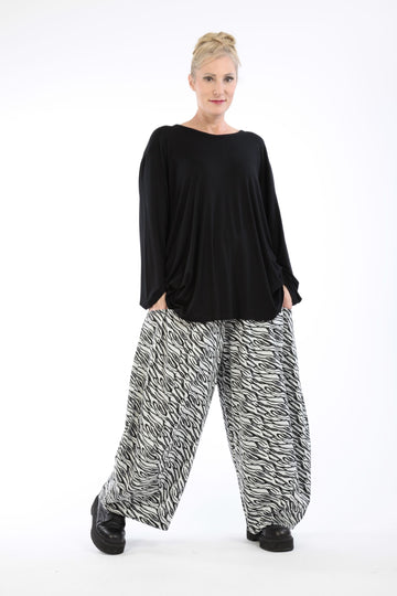  Ballonhose von AKH Fashion aus Materialmix, 1172.08069, Weiß-Schwarz, Zebra, Ausgefallen