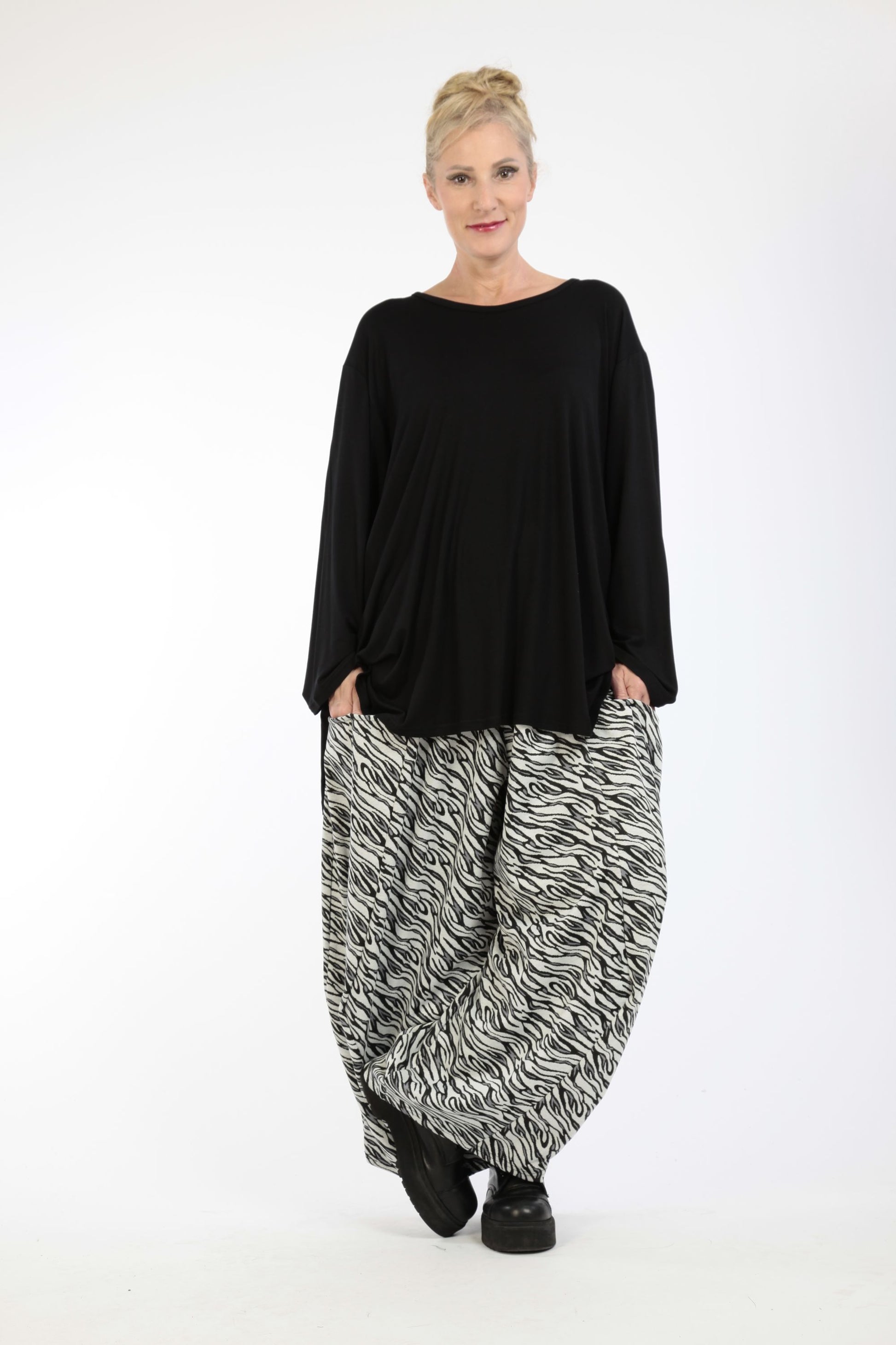  Ballonhose von AKH Fashion aus Materialmix, 1172.08069, Weiß-Schwarz, Zebra, Ausgefallen