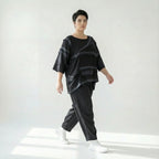 Oversize Bluse A Form abstraktes Streifen Schattenspiel French Terry Caraclan bei Modeare Damenmode