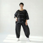 Oversize Bluse A Form abstraktes Streifen Schattenspiel French Terry Caraclan bei Modeare Damenmode