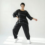 Oversize Bluse A Form abstraktes Streifen Schattenspiel French Terry Caraclan bei Modeare Damenmode