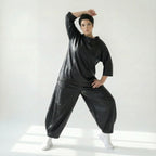 Oversize Ballonhose Lederimitat Soft Wash Look Damen Übergang Caraclan exklusiv bei Modeare Avantgarde Lagenlook