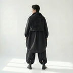 Schwarze Oversize Jacke Damen Avantgarde Lagenlook Polyester Frühjahr Sommer Caraclan bei Modeare
