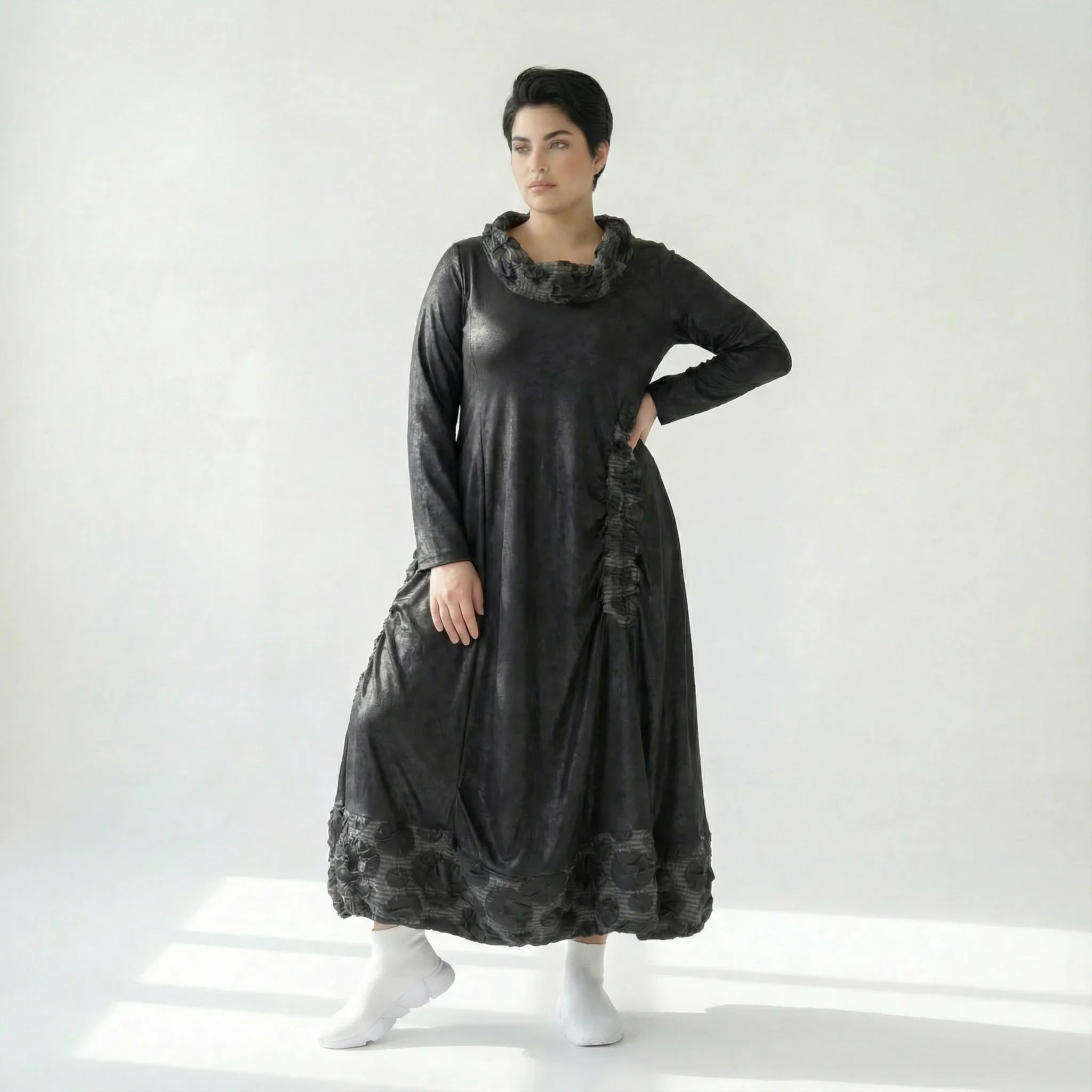 Oversize Kleid A Form Lederimitat Übergang Avantgarde Caraclan Damenmode Modeare Onlineshop