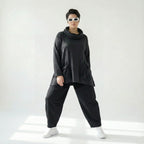 Oversize Tunika Damen A-Form Übergang warm meliert Baumwolle Caraclan Modeare Avantgarde Lagenlook Stil