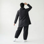 Oversize Tunika Damen A-Form Übergang warm meliert Baumwolle Caraclan Modeare Avantgarde Lagenlook Stil