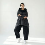 Oversize Tunika Damen A-Form Übergang warm meliert Baumwolle Caraclan Modeare Avantgarde Lagenlook Stil