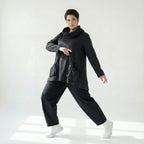 Oversize Tunika Damen A-Form Übergang warm meliert Baumwolle Caraclan Modeare Avantgarde Lagenlook Stil