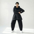 Oversize Tunika Damen A-Form Übergang warm meliert Baumwolle Caraclan Modeare Avantgarde Lagenlook Stil