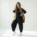 Melierte Bouclé Übergangsweste A-Form mit Kapuze für Damen aus Polyester Caraclan bei Modeare Trendig