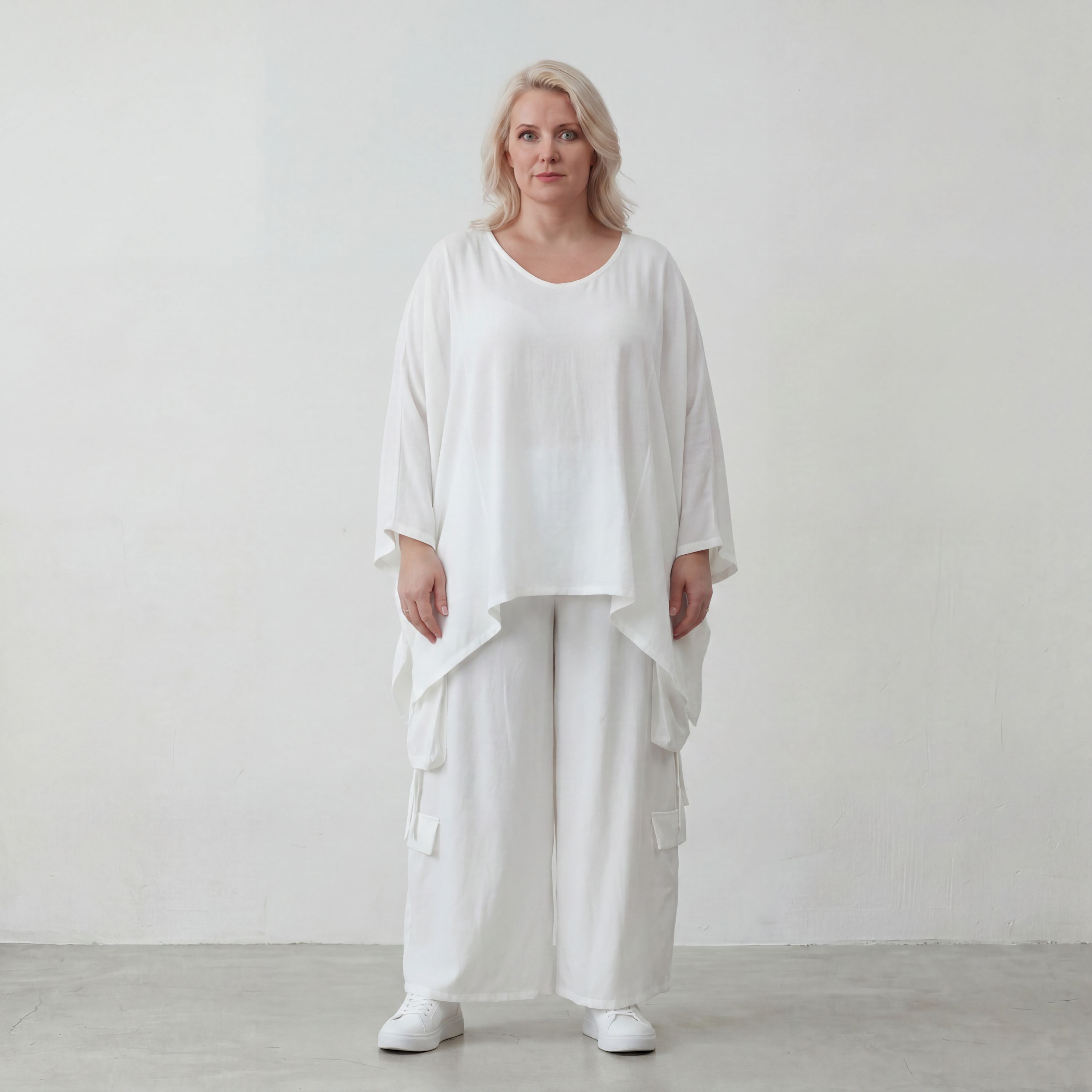 Leichtes Weißes Oversize Shirt im Lagenlook mit Leinenoptik leger zeitlos clean modernen