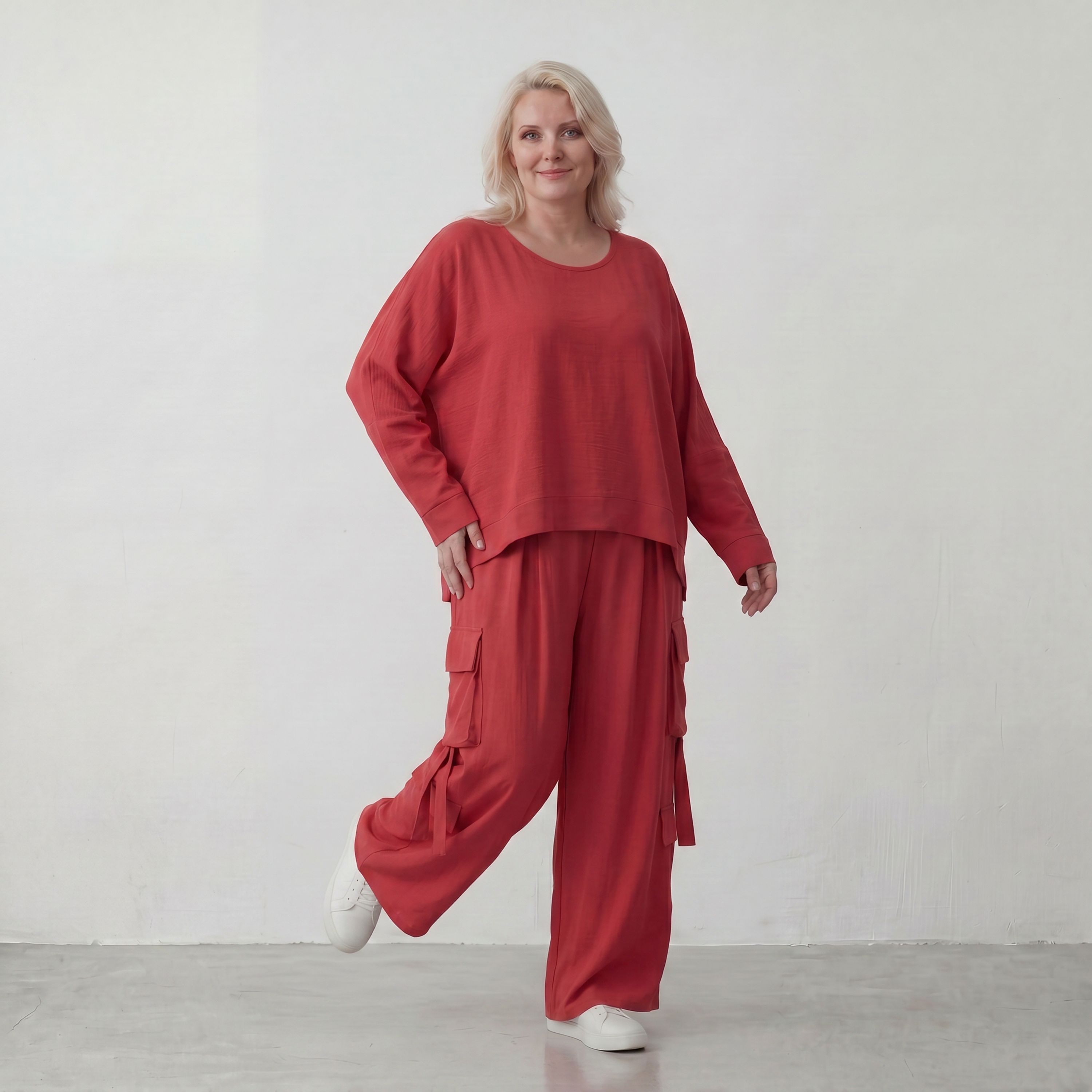 Fuchsia Lagenlook Überwurf in Leinenoptik Oversize leger zeitlos ausgefallen modern leicht