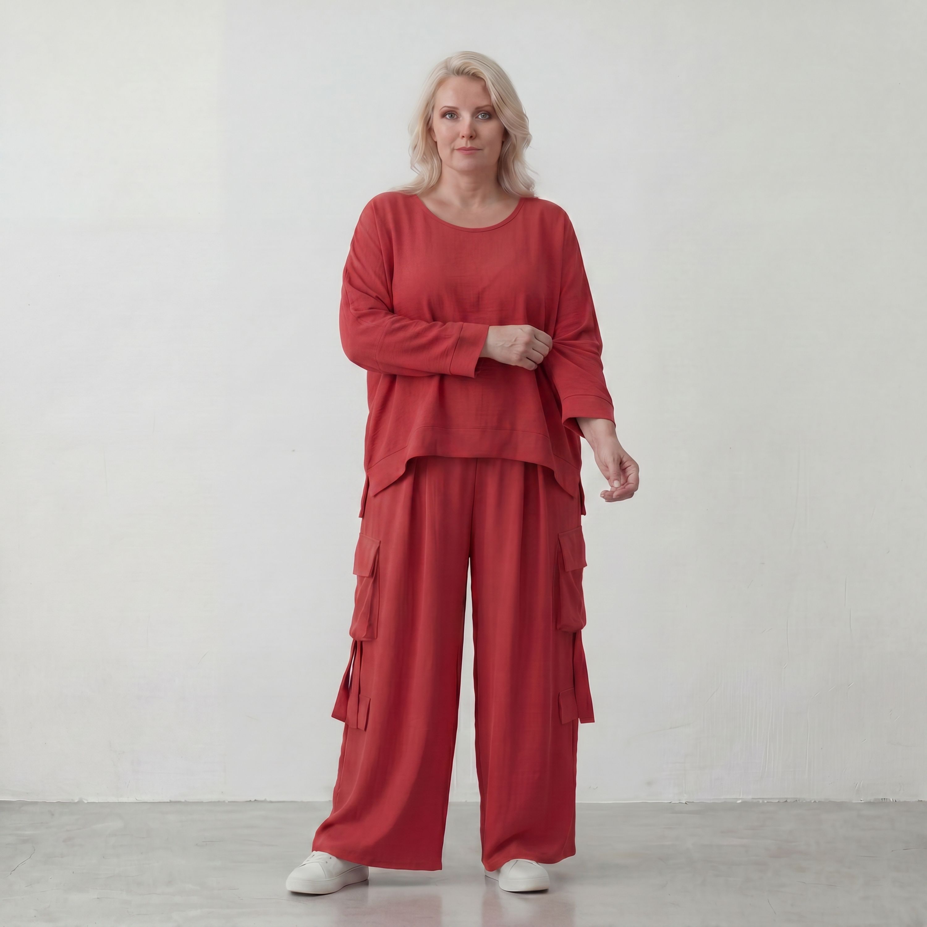 Fuchsia Lagenlook Überwurf in Leinenoptik Oversize leger zeitlos ausgefallen modern leicht