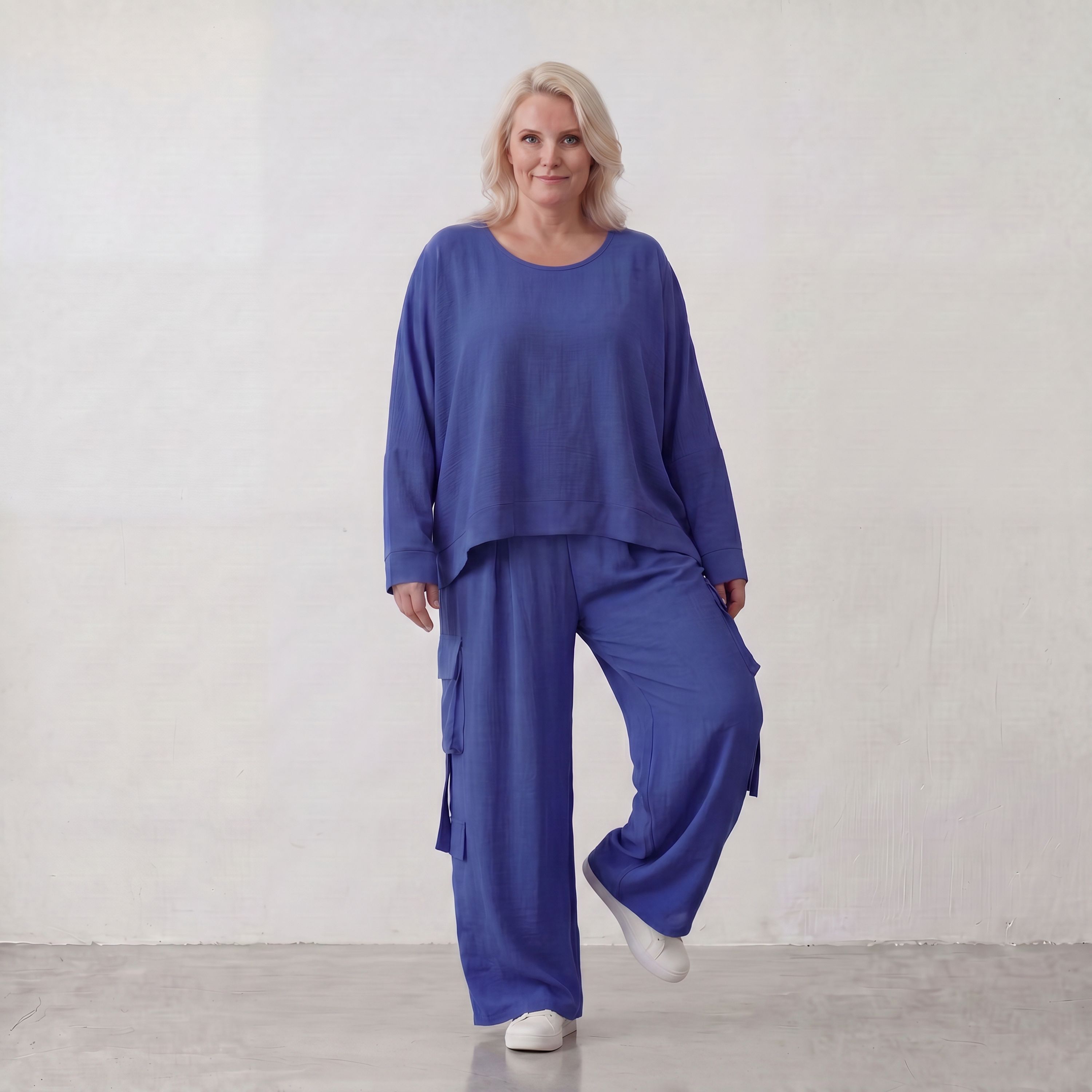 Royalblau Leinenueberwurf Oversize Lagenlook leger ausgefallen zeitlos luftig leicht
