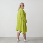 Apfelgrün fliessender Longcardigan im Lagenlook Oversize leger zeitlos luftig Leinenoptik