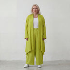 Apfelgrün fliessender Longcardigan im Lagenlook Oversize leger zeitlos luftig Leinenoptik