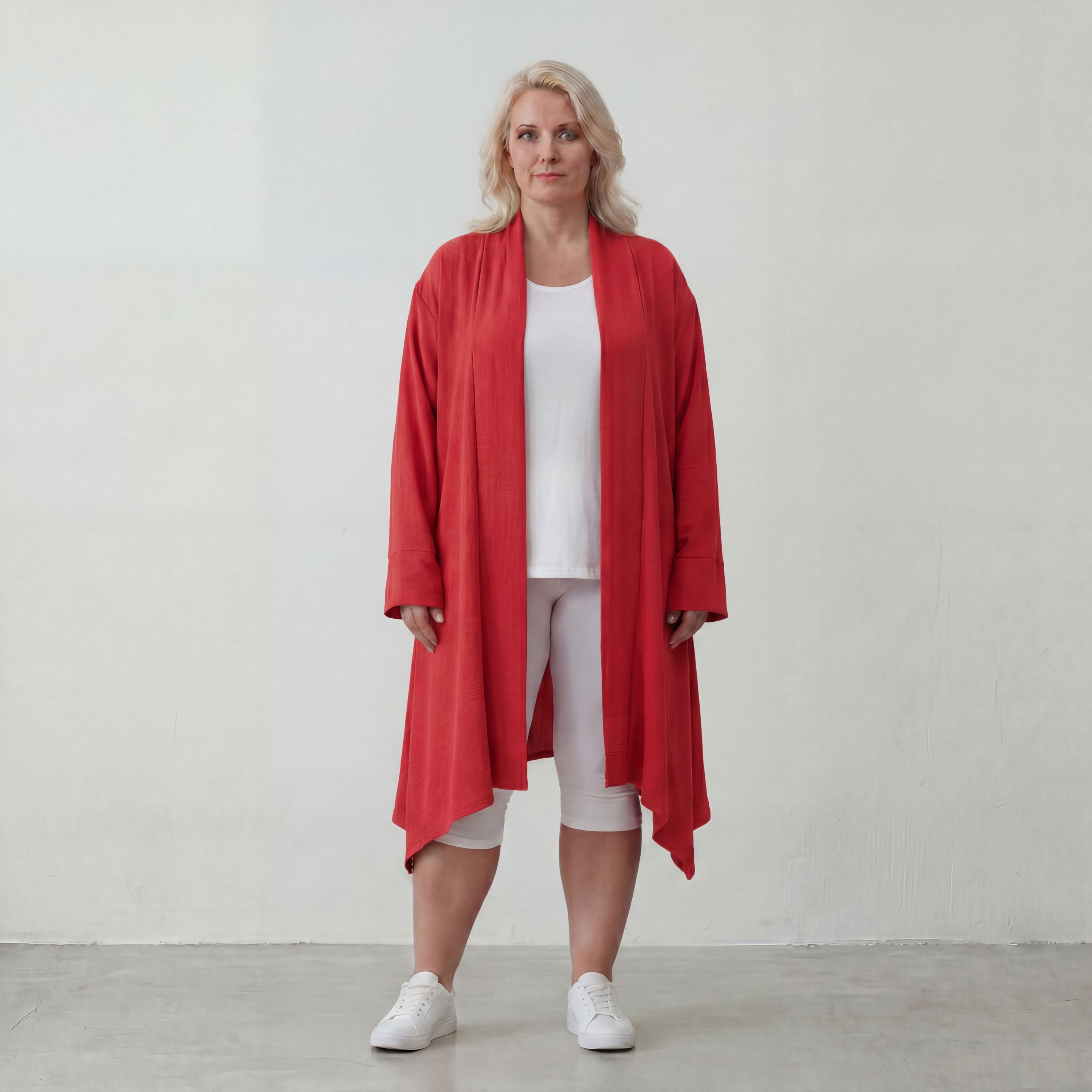Fuchsia Leinen Cardigan im Lagenlook Oversize leger ausgefallen mit Zipfelsaum luftig 88