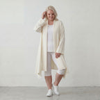 Leichter Cardigan in Leinenoptik Oversize Lagenlook zeitlos elegant Creme fliessend neu
