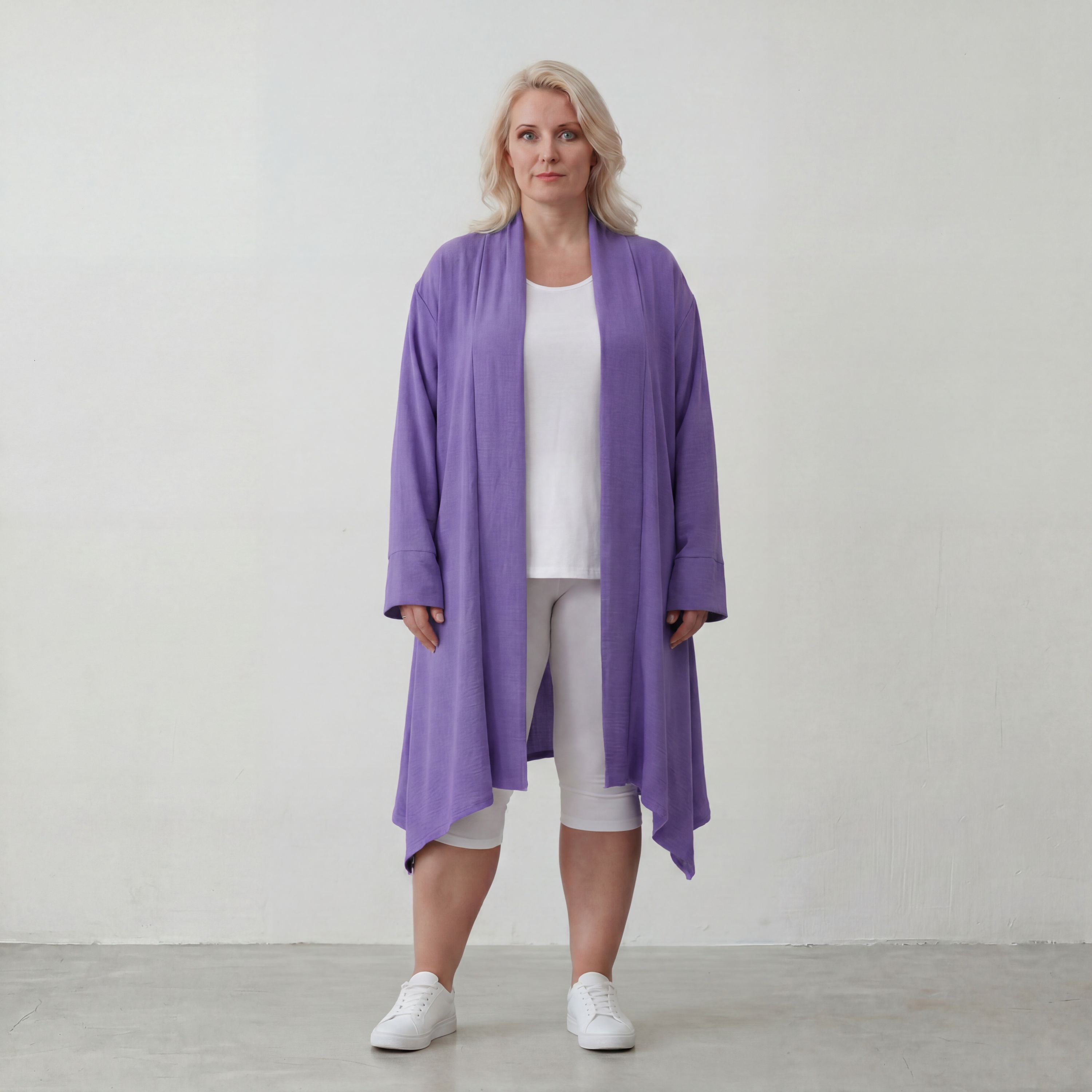 Fliessender Flieder Cardigan im Lagenlook Oversize leicht und zeitlos elegant weich zart