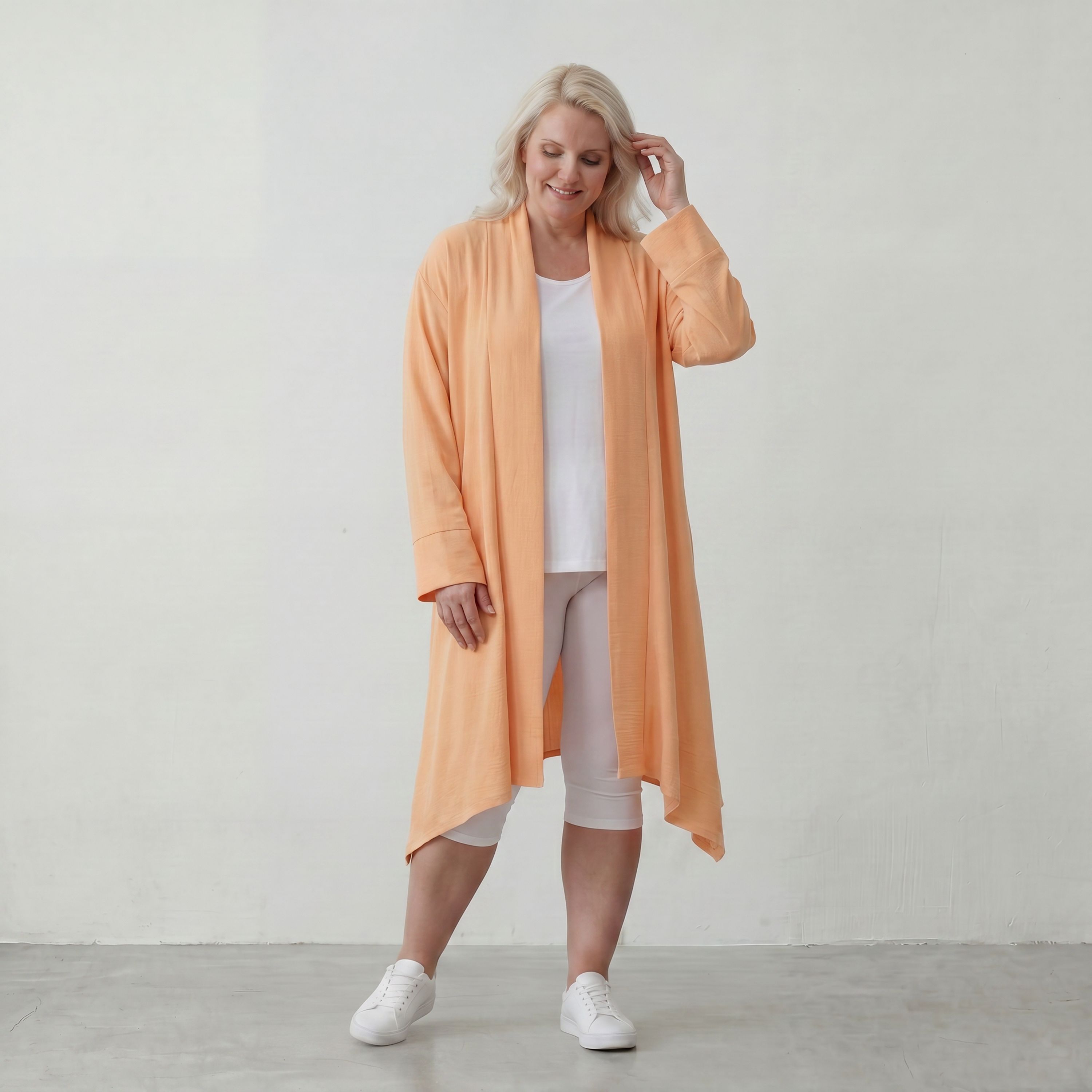 Fliessender Mauve Leinenlook Cardigan Oversize Lagenlook leger zeitlos elegant sommerlich