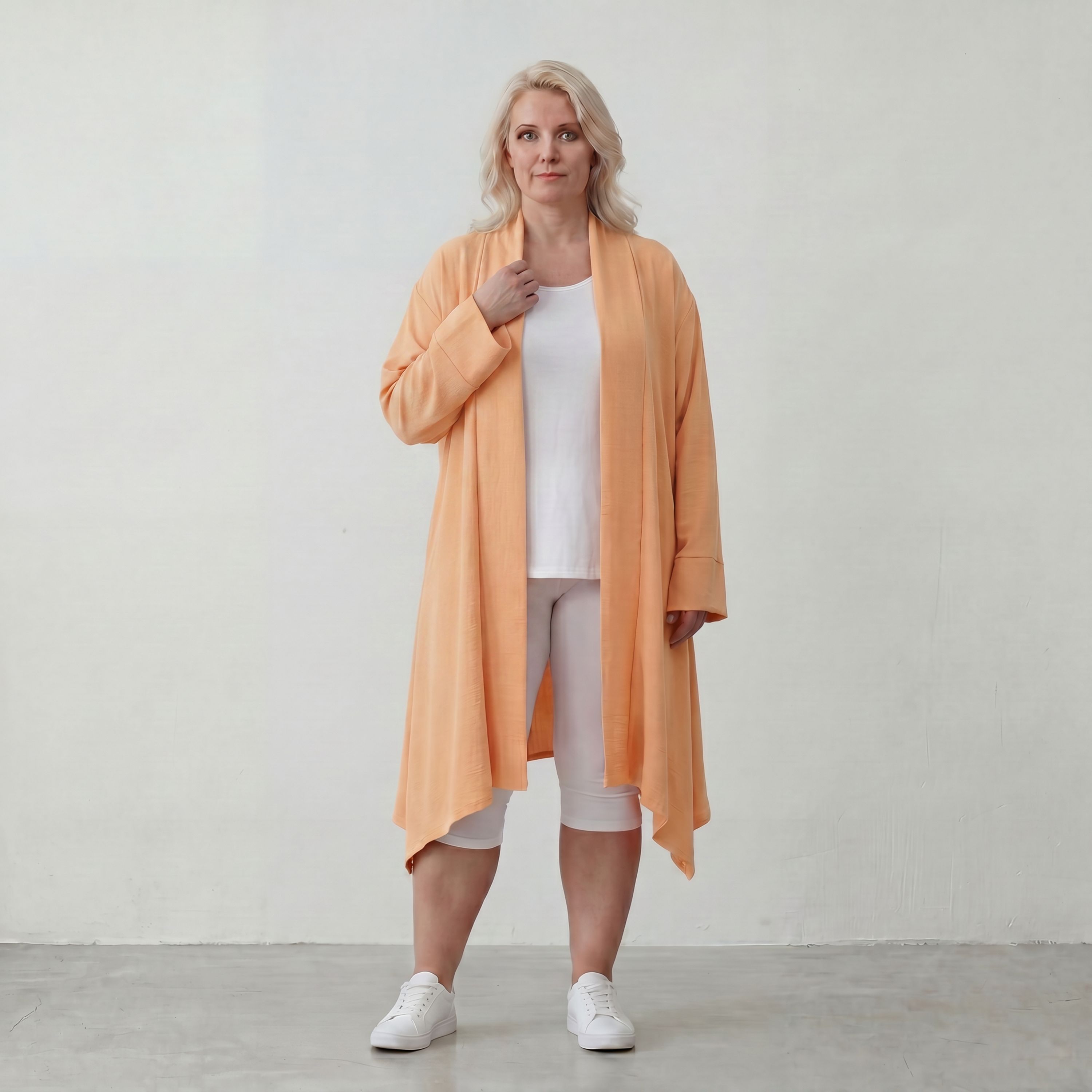 Fliessender Mauve Leinenlook Cardigan Oversize Lagenlook leger zeitlos elegant sommerlich