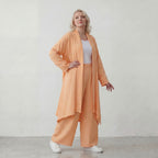 Fliessender Mauve Leinenlook Cardigan Oversize Lagenlook leger zeitlos elegant sommerlich