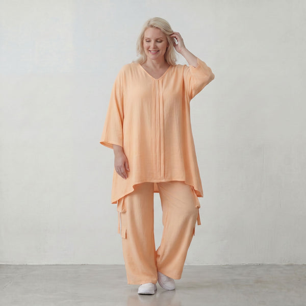 Locker fallendes Mauve Leinen Shirt im Lagenlook A Linie Oversize sehr zeitlos leger chic