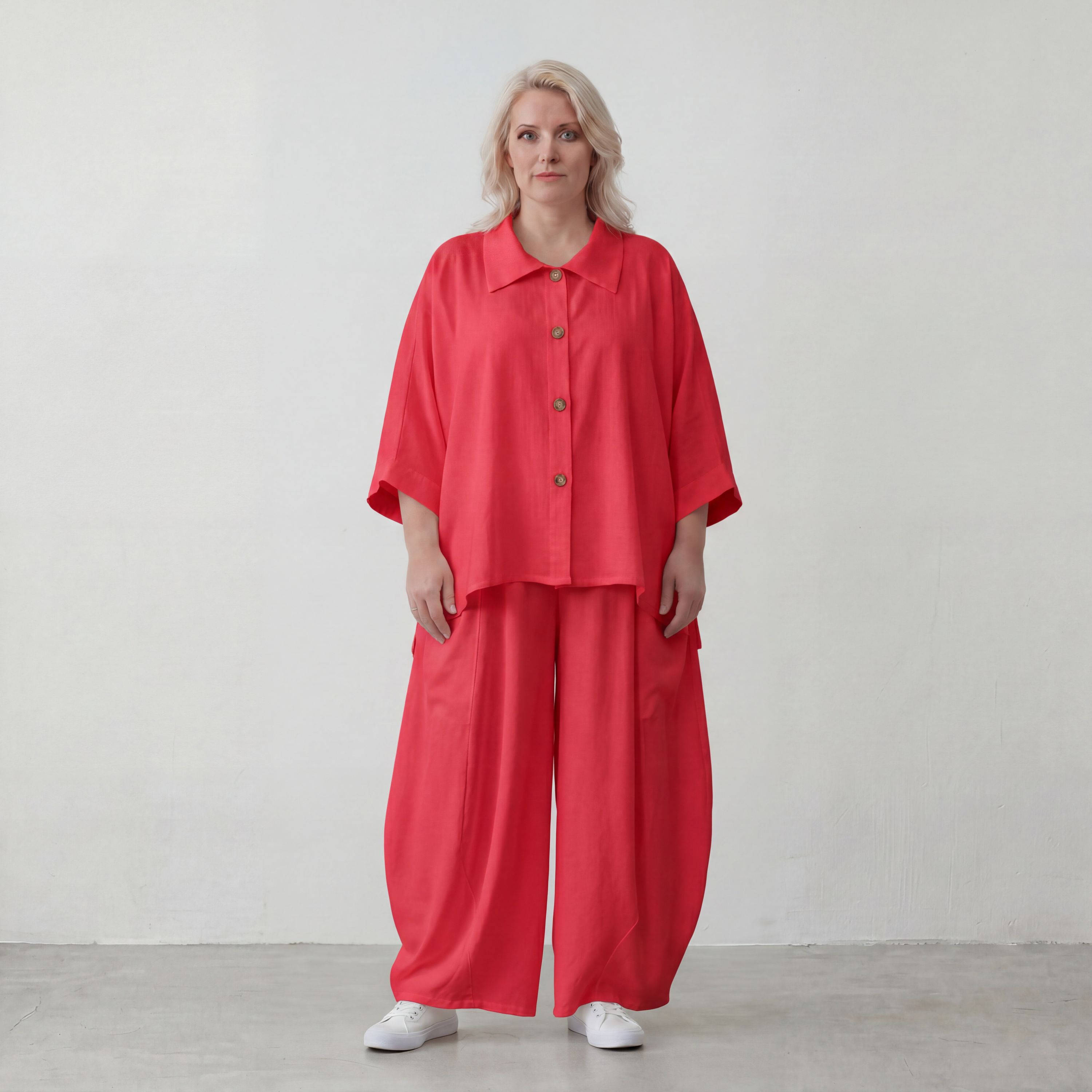 Fuchsia Leinenbluse Oversize Sommerbluse mit Lagenlook leicht zeitlos ausgefallen leger