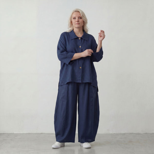 Marine Ballonhose im Lagenlook mit weitem Bein luftig leger und zeitlos chic Oversize