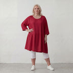 Fuchsia Kleid ALinie leger Oversize Silhouette in Leinenoptik luftig zeitlos modern neu