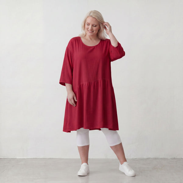 Fuchsia Kleid ALinie leger Oversize Silhouette in Leinenoptik luftig zeitlos modern neu