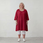 Fuchsia Kleid ALinie leger Oversize Silhouette in Leinenoptik luftig zeitlos modern neu