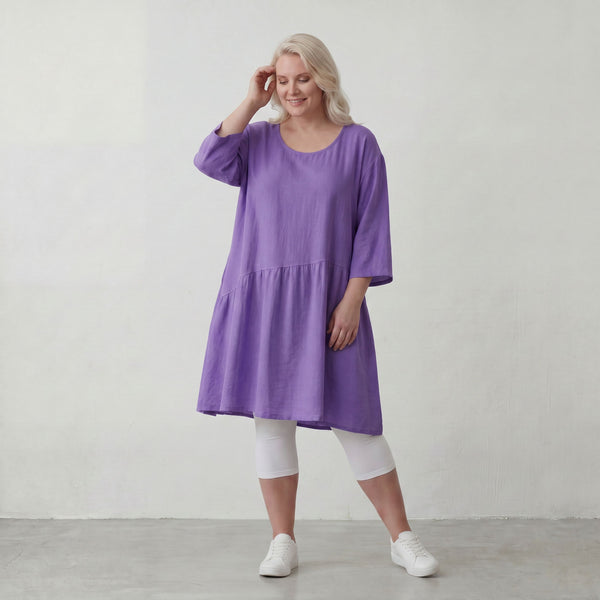 Flieder Lagenlook Kleid in legerem Oversize Stil zeitlos ausgefallen luftig weich fallend
