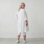 Weißes Leinenkleid im Lagenlook Oversize A Linie leger zeitlos mit Taschen luftig leicht