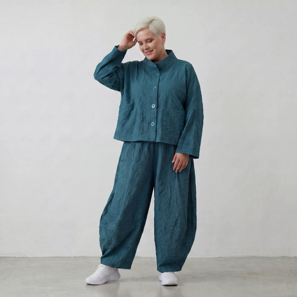 Ausgefallene Ballon Hose im angesagten Oversize Lagenlook mit luftiger Popeline Struktur, Tannengrün