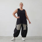 Lässige Oversize Ballonhose in Schwarz/Weiß für Lagenlook zeitlos sommerlich luftig
