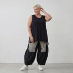 Lässige Oversize Ballonhose in Schwarz/Weiß für Lagenlook zeitlos sommerlich luftig