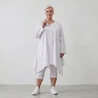 Zeitlose Baumwollbluse in Weiß im Lagenlook mit Oversize A Linie leger modern locker