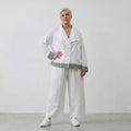 Leichte Popelinejacke im Oversize Lagenlook Weiß/Anthrazit sehr zeitlos leger modern