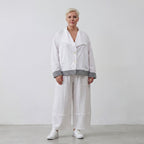 Leichte Popelinejacke im Oversize Lagenlook Weiß/Anthrazit sehr zeitlos leger modern