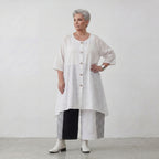 Zeitlose Weiß Baumwolljacke im Lagenlook Oversize A Linie leger modern edel Stil Design