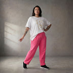 Damen Hose Lagenlook Baumwolle Pink, Karottenschnitt, Elastikbund, Oversize große Größen – Funky Diva