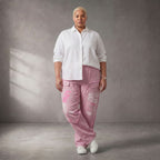 Damen Hose Lagenlook Baumwolle Rosa, Elastikbund, Oversize große Größen – Funky Diva