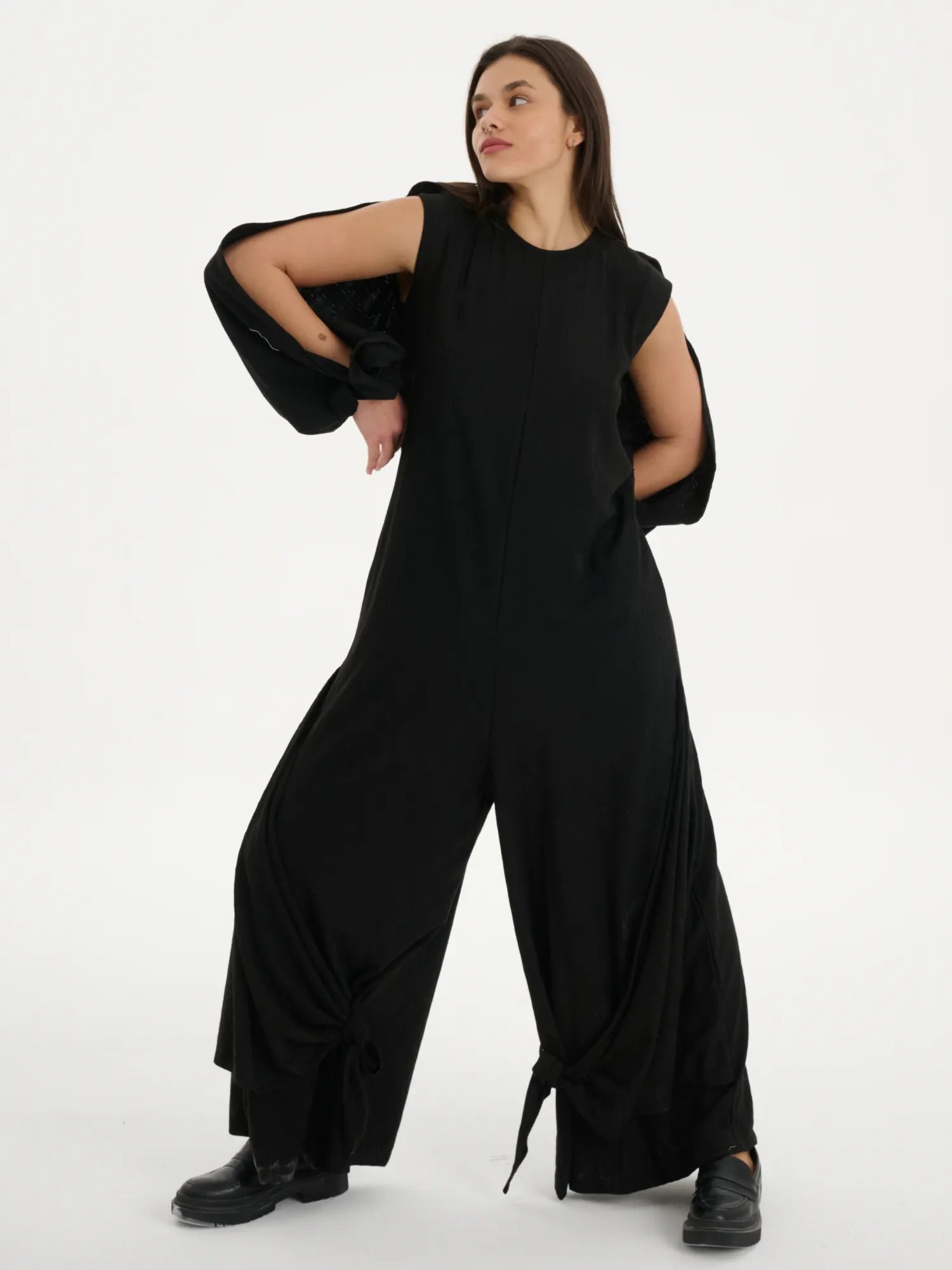  Just Angels Jumpsuit in gerader Form, aus Baumwolle, 1023, Schwarz, Muster, Schick, Schick
